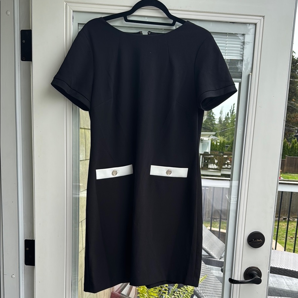 Tommy Hilfiger Black Sheath Mini Dress with Crew Neck